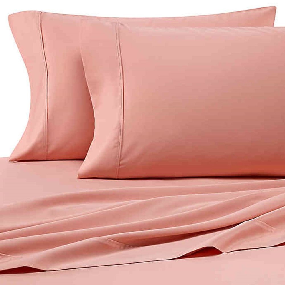 new PEACH Heartland 400 Thread Count 100% Cotton Sateen KING Pillowcases